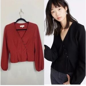 Madewell Texture & Thread Button Wrap Top